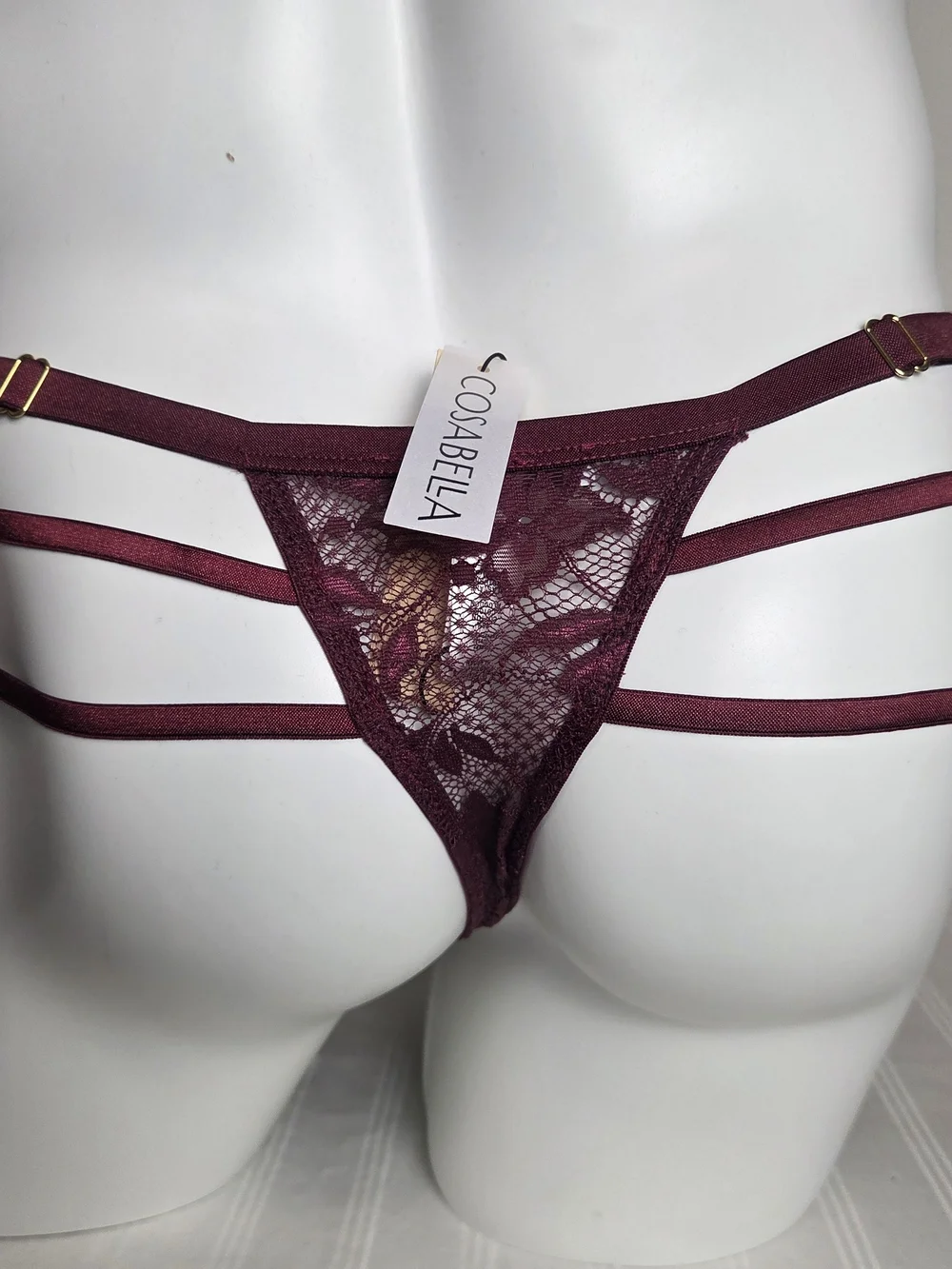 Cosabella Men's Burgundy Lace Strappy Briefs